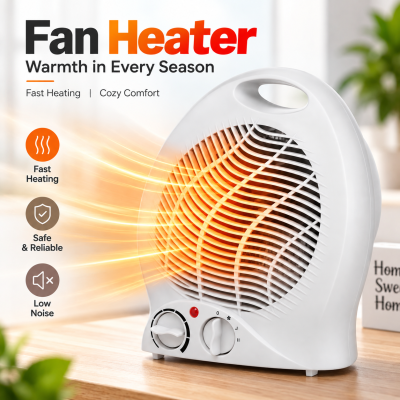 Interior Deluxe 2000W Electric Fan Heater – Fast Heating Portable Room Heater with Adjustable Temperature Control, 220-240V & 2-Year Warranty